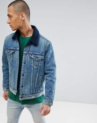 levis sherpa jacket indigo