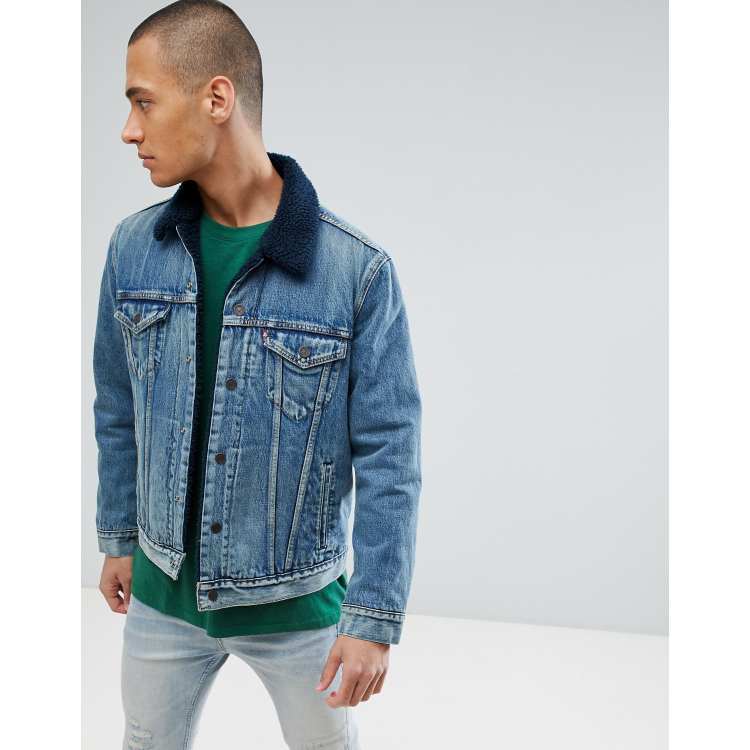 Levis sherpa shop jacket indigo
