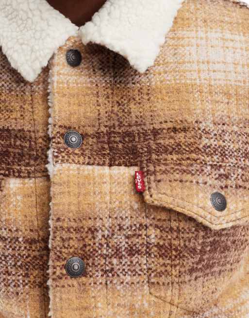 Levi's burnt orange plaid sherpa jacket store