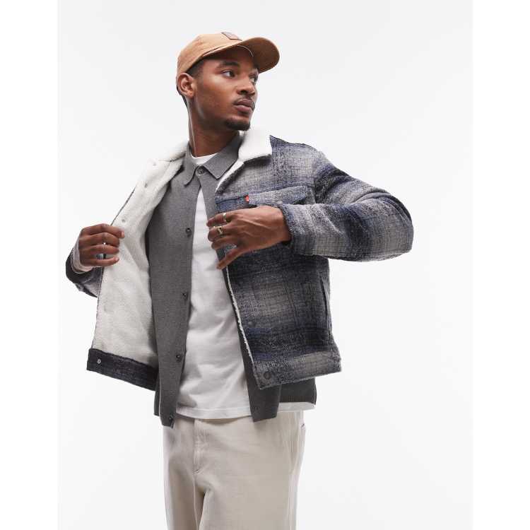 Cropped borg trucker jacket shop