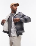 [Levi's] Levi's Type 3 check sherpa borg lined trucker jacket in grey S grey