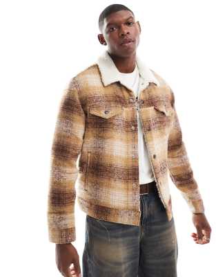 Quiksilver Giacca In Pile - Chocolate Brown Sherpa Plaid/marrone Chiaro