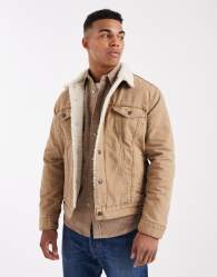 Levi's type 3 sherpa canvas trucker jacket in tan