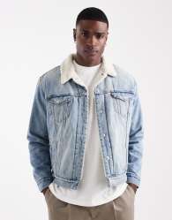 Levi's type 3 sherpa denim trucker jacket in light wash