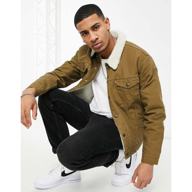 Levi's brown sherpa trucker jacket top
