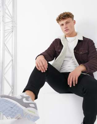 levi's sherpa trucker jacket red