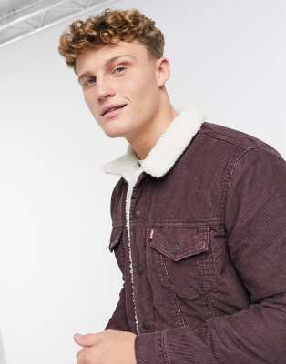levi's sherpa trucker jacket red