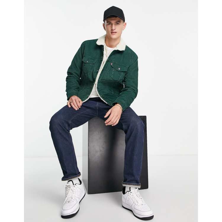 Green sherpa lined jacket shop