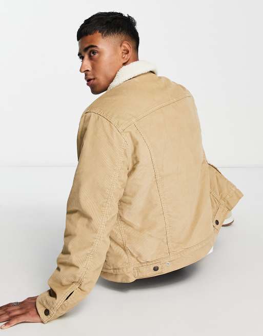 Levi's type 3 sherpa lined denim trucker jacket in tan