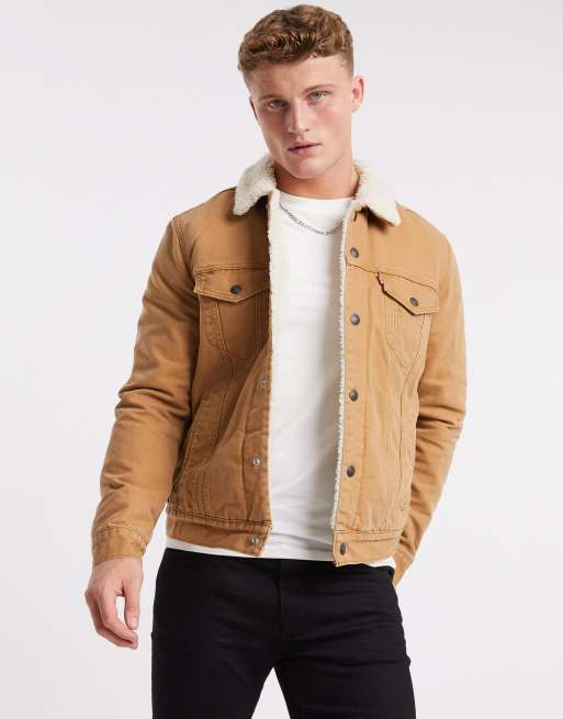 Sherpa Trucker Jacket - Tan, Fashion Nova, Mens Jackets