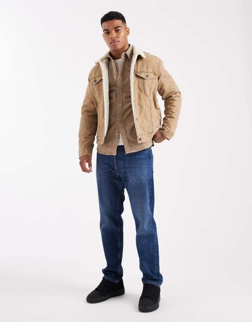 Levi's – Type 3 – Trucker-Jacke aus hellbraunem Canvas mit Futter aus Sherpa-Fleece, 2 von 5