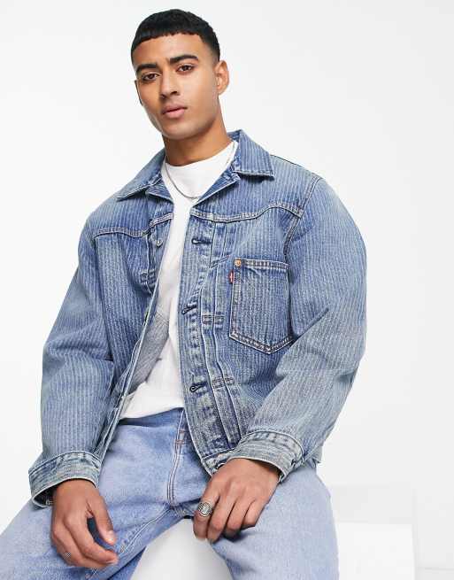 Levi's – Type I – Blå randig jeansjacka