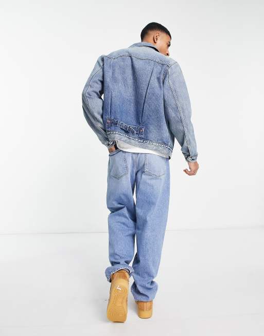 Levi s Type I denim trucker jacket in blue with stripe