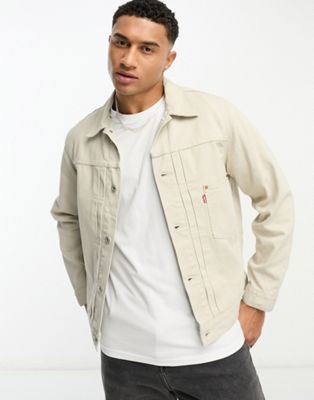 Levi's denim trucker jacket in cream with pocket | ASOS
