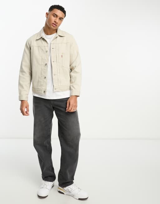 Levi's Type I denim trucker jacket in cream cord with pocket