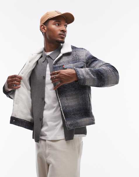 Levi's - Type 3 - Veste camionneur à carreaux avec doublure en imitation peau de mouton duveteuse - Gris - view 1