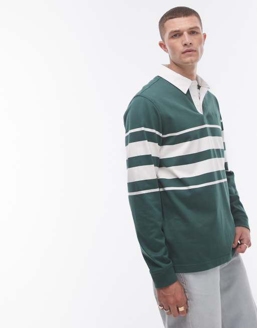 Levi's – Union – Gestreiftes Rugby-Polohemd in Grün mit Brust-Logo