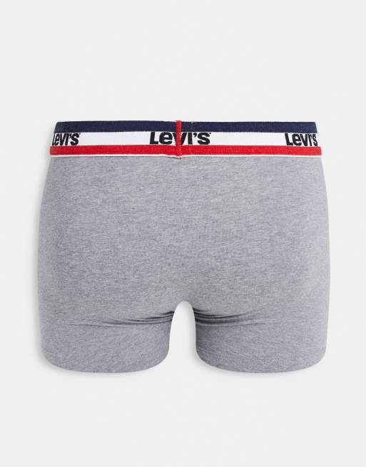 Levi's – Unterhosen in Grau/Schwarz mit farblich abgesetztem Logobund im 3er-Pack , 2 von 4