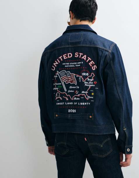Levi's - USA - Veste en jean brodée au dos - Délavage foncé - view 1