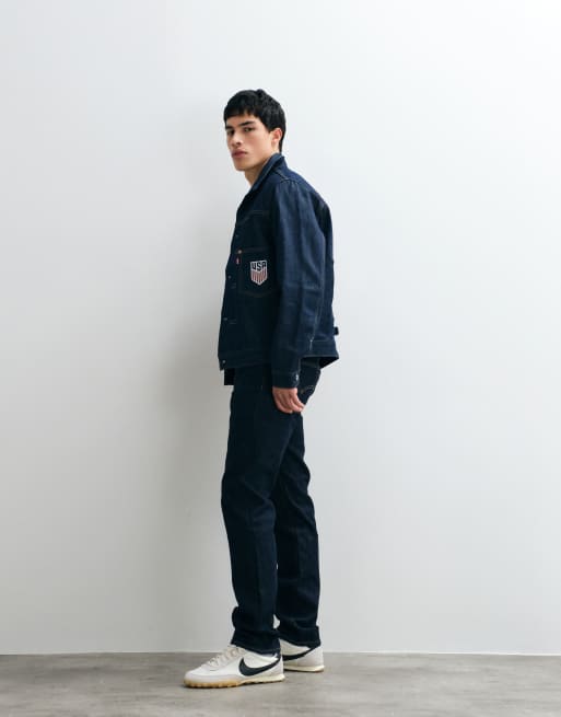 Levi's - USA - Veste en jean brodée au dos - Délavage foncé, 2 de 5