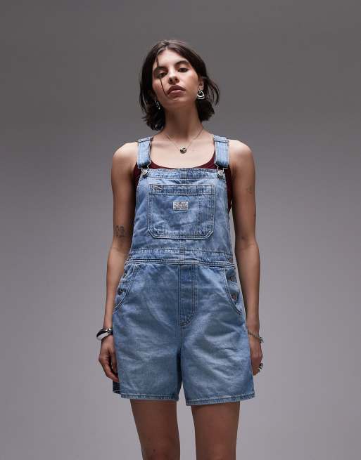 Levi's utility denim shortall overalls in light wash