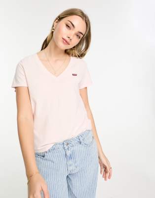 Levi's v neck t-shirt with logo in pink | ASOS