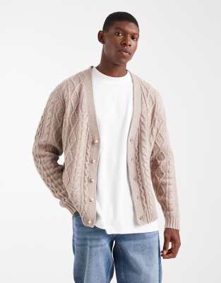 Levi's Levi's valencia cable knit cardigan in stone marl-Neutral
