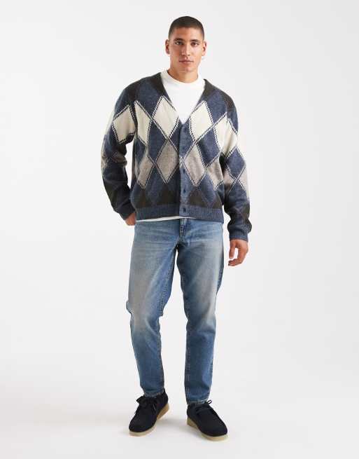 Levi's - Valencia - Indigoblå strikket cardigan med argyle-tern, 2 af 5