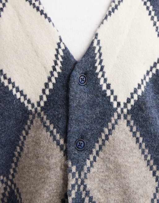 Levi's - Valencia - Indigoblå strikket cardigan med argyle-tern, 5 af 5
