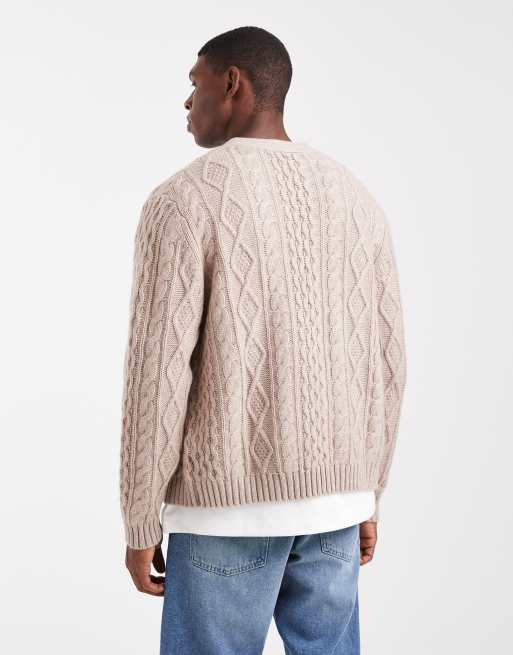 Levi's - Valencia - Kabelgebreid vest in gemêleerd stone, 3 van 5
