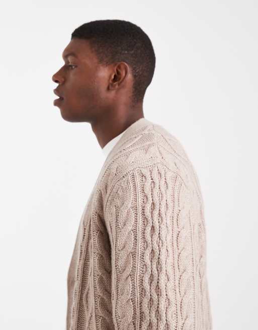 Levi's - Valencia - Kabelgebreid vest in gemêleerd stone, 4 van 5
