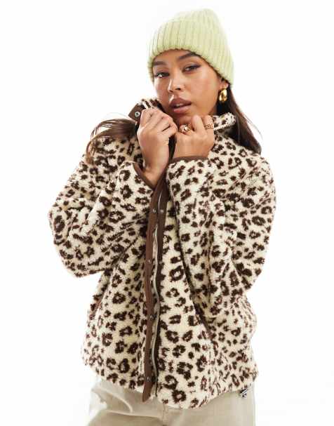 Levi's Valley cheetah print sherpa borg jacket in beige - view 1