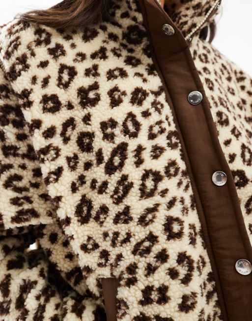 Levi s Valley cheetah print sherpa borg jacket in beige ASOS