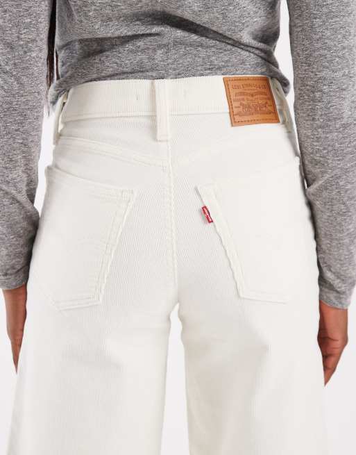 Levi's - Vaqueros de pana blancos de pernera ancha y talle alto 728, 4 de 5