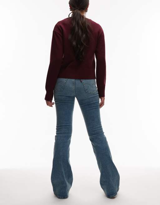 Levi's - vaqueros denim acampanados de talle alto en lavado azul vintage, 3 de 5