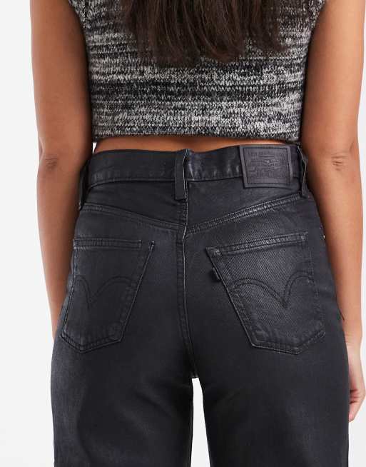 Levi's - vaqueros denim wide ribcage en negro lavado, 4 de 5