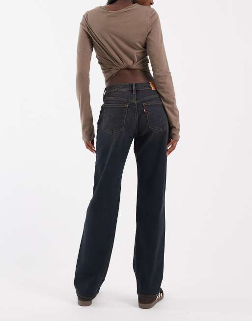 Levi's - vaqueros rectos de denim superlow en azul oscuro, 3 de 5