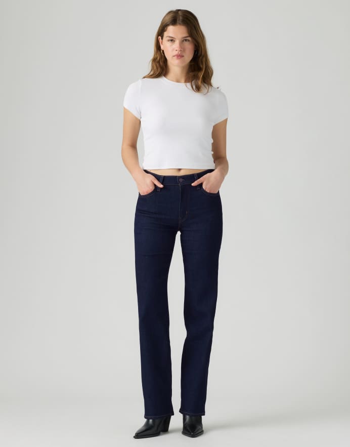 Levi's vaqueros rectos de talle alto en azul oscuro