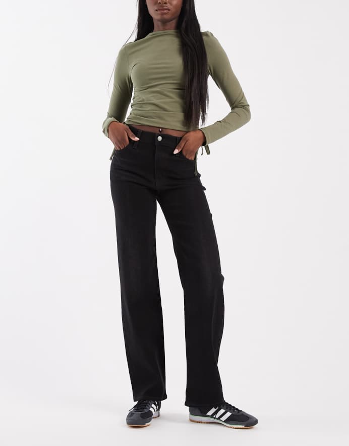 Levi's vaqueros rectos de talle alto en negro