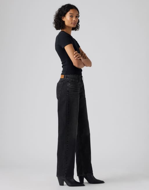 Levi's vaqueros rectos de talle bajo en negro, 4 de 4