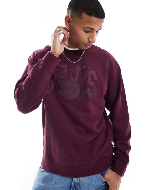 Levi's varsity applique tonal logo relaxed fit sweatshirt in burgundy - view 1