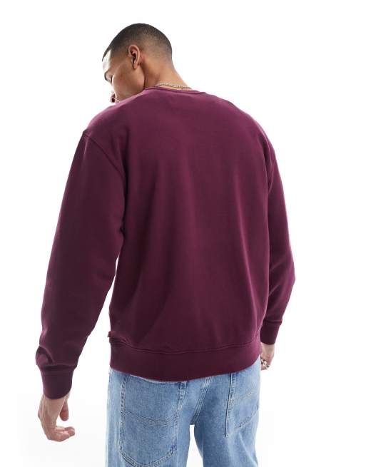 Levi's varsity applique tonal logo relaxed fit sweatshirt in burgundy, 4 of 4