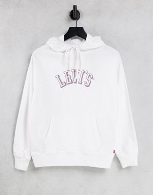 Levi's varsity logo hoodie in white  - ASOS Price Checker