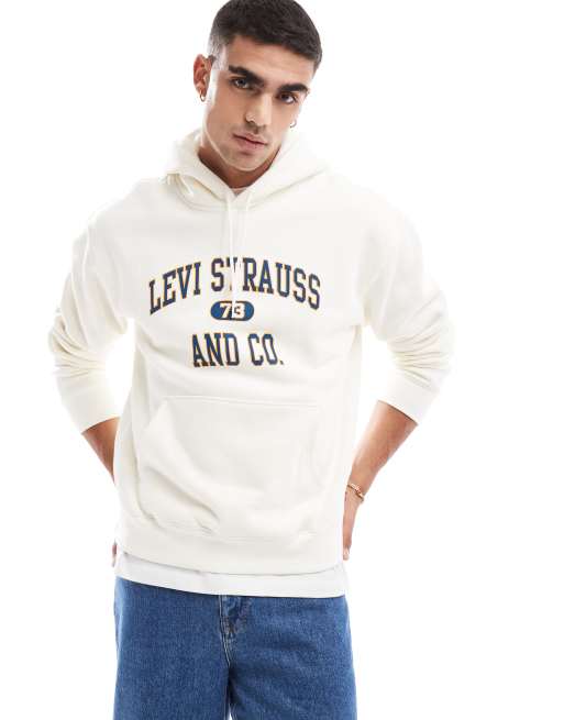 Levi s varsity logo relaxed fit hoodie in cream