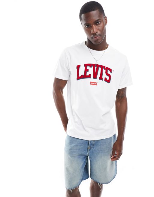 Levi s varsity logo relaxed fit t shirt in white ASOS