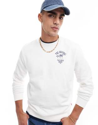 Levi's Levi's varsity logo sweatshirt in cream-White