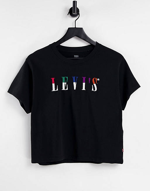 Levi's varsity rainbow front logo t-shirt in black