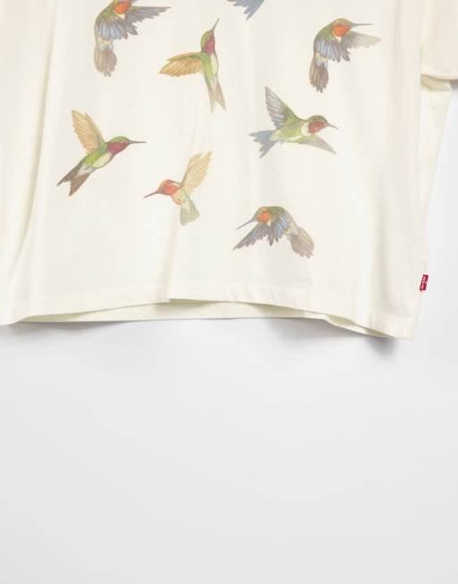 Levi's varsity t-shirt with hummingbird graphic in off white | ASOS