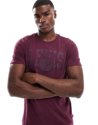 Levi's Levi's varsity tonal applique logo relaxed fit t-shirt in burgundy-Red