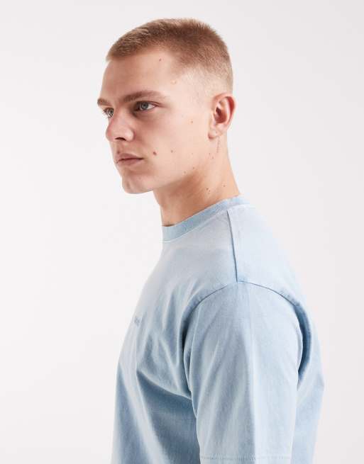 Levi's - Vasket blå T-shirt med rød mærkedetalje i vintage-stil, 4 af 5